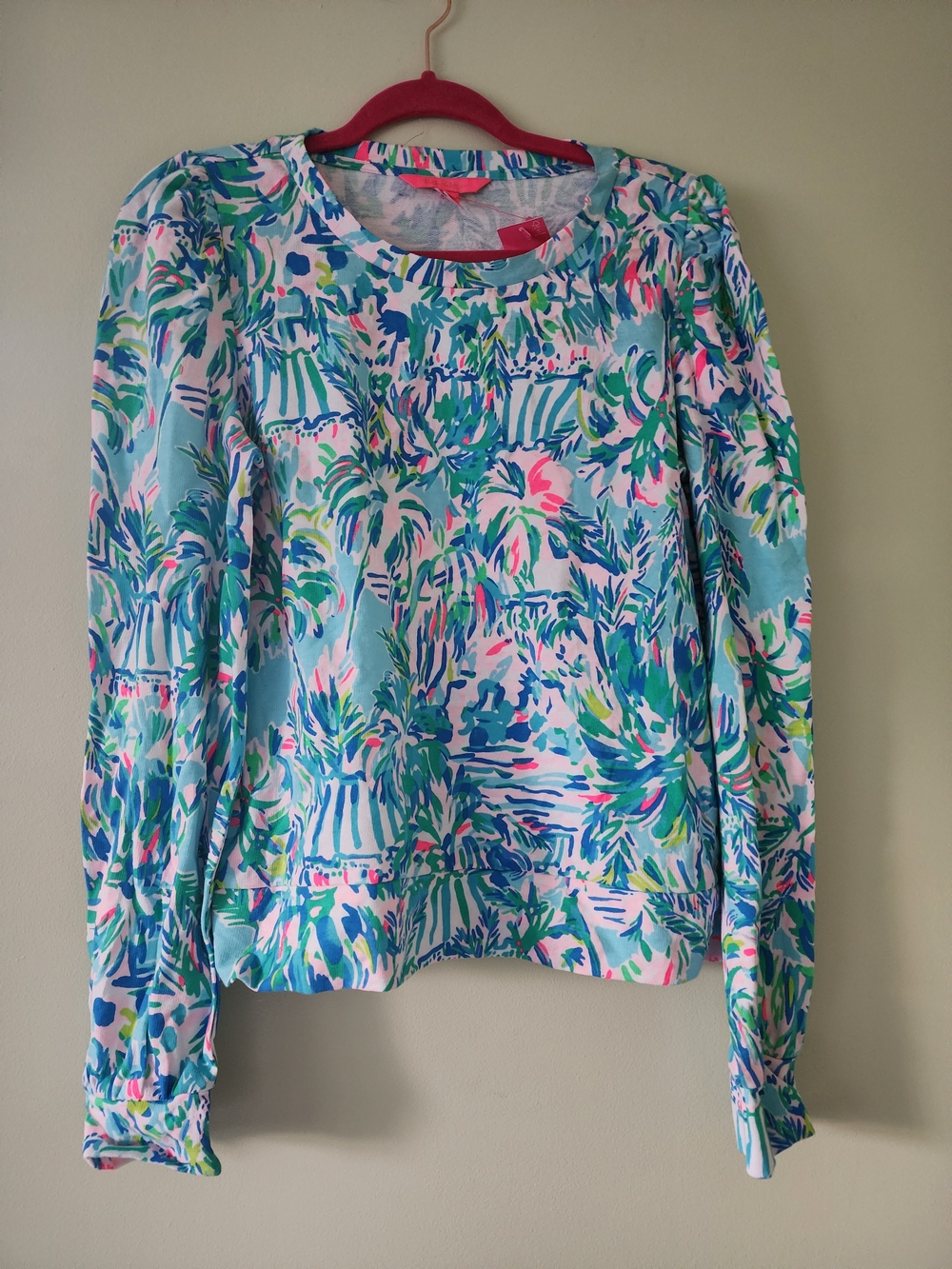 Lilly Pulitzer Vibrant Abstract Tropical Top in Aqua, Pink & Green